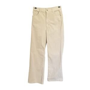 H&M Divided Corduroy Wide Leg High Rise Jeans Cream Size 8 Fall Winter Casual
